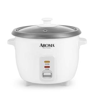 AROMA® Rice Cooker, 3-Cup (Uncooked) / 6-Cup (Cooked), Small Rice Cooker, Oatmeal Cooker, Soup Maker, Auto Keep Warm, 1.5 Qt, White, ARC-363NG