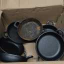 Ziliny Mini Cast Iron Skillets 5 x 5 x 1.3 Inch Cast Iron Pan Small Ramekin Set Black Casserole Dish Cookware Oven Safe Mini Skillets for Kitchen Indoor Outdoor Picnic (6 Pack) Black