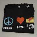 Cheesecake Peace Love Dessert Sweets Bakery Cheese Cake T-Shirt, L