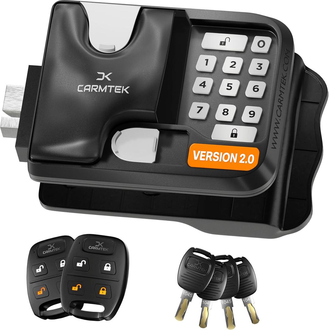 RV Keyless Entry Lock - 10 Digits V2.0 | Secure RV Door Lock Keyless Entry w/ 2 Inside Latches | Travel Trailer Door Lock Replacement w/ 2 Fobs, 4 Unique Keys | Only Fit 3.75" x 2.75" Lock Hole