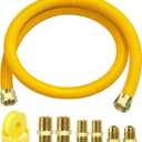 48" Flex Gas Line, Gas Dryer Connector Kit, Stove/ Water Heater/ Dryer Gas Line with Connectors 1/ 2" MIP 1/ 2"FIP 3/ 4"MIP, 5/ 8 in.OD(1/ 2 in. ID）Coated Corrugated Stainless Steel Tubing