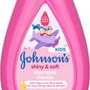 Johnson's Shiny & Soft Kids' Shampoo with Argan Oil & Silk Proteins, Daily Kids Hair Wash Gently Cleanses & Boosts Natural Shine & Softness, No Added Parabens & Sulfates, 13.6 fl. oz