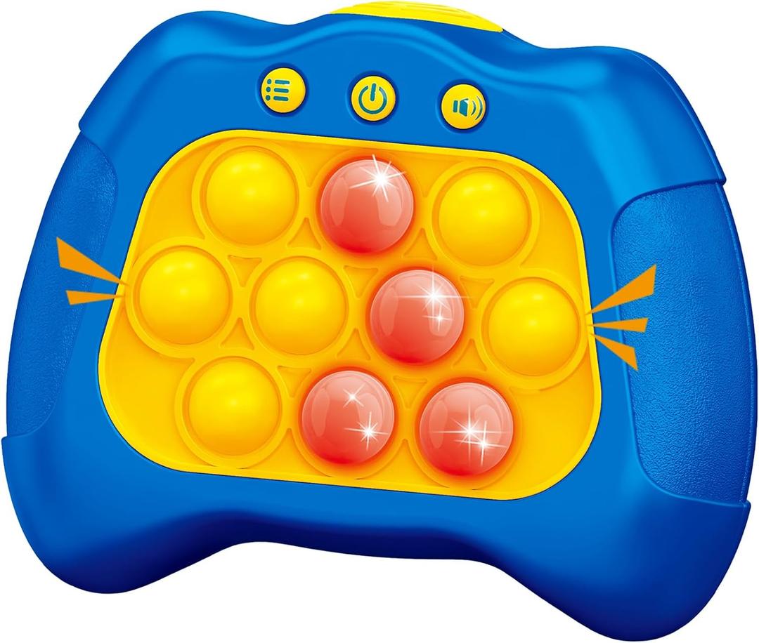 Pop Push Game Toy for Kids, Quick Fast Push Pop Puzzle Handheld Game Light up Fidget Toy 8-12, Bubble Sensory Toys Christmas Birthday Gifts for Kids Ages 3-12 (Blue)