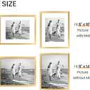 3 x Upsimples 11x14 Picture Frame Set of 3, Made of High Definition Glass for 8x10 with Mat or 11x14 Without Mat, Wall and Tabletop Display Photo Frames, Gold