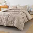 Andency Khaki Comforter Set King Size, Farmhouse Shabby Chic Boho Soft Fluffy Warm Lightweight Bedding Comforter Sets for King Bed, 3 Pieces Chevron Tufted Aesthetic Microfiber Lightweight Bed Set (King (104*90 in))