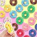24 pcs Donut Stress Ball, Artificial Donuts Stress Relief Ball, Fake Mini Donut for Christmas Birthday Present Stocking Stuffers Goodie Bag Stuffers (8 Colors)
