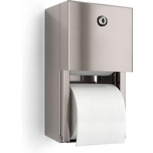 Commercial Toilet Paper Dispenser, 2 Roll Stainless Steel Toilet Paper Holder. Wall Mount, Locking Tissue Dispensers for Bathroom/Restroom