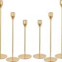 joybest Candle Holder Set of 6, Gold Candlestick Holders for Taper Candles, Taper Candle Holders Fits 3/4 Inch Candle for Wedding, Party, Anniversary or Home Decor