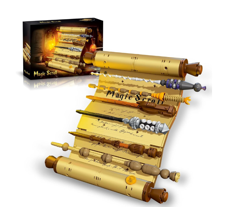 Magic Wand Scroll Building Set for Adults, MOC Magic Wizard Wand Model Kit Can Be Hung on The Wall, Home Office Decor Kit, Creative Toys