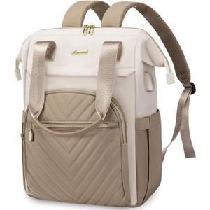 LOVEVOOK Laptop Backpack for Women, 17.3 Inch Work Laptop BagWaterproof Teacher Nurse Bag with USB Port, Fashion Travel Bag Business Computer Backpack Purse, Khaki-Beige