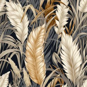 18"x236" Boho Gold/Cream Leaf Peel and Stick Self Adhesive Wallpaper Removable Contact Paper Stick on Easy Peel Off Wall Paper for Kitchen Bedroom Bathroom Renter