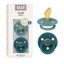 BIBS Pacifiers 6-18 Months | Colour Collection 2-Pack | BPA-Free Anatomical Natural Rubber Nipple | Made in Denmark | Island Sea/Forest Lake Color Pacifier