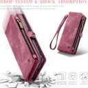 GooodiDEAR for Samsung A25 Case, Shockproof Card Holder Flip Magnetic 2-in-1 Detachable Zipper Slots Wallet Cover for Samsung Galaxy A25 5G, Anti-Scratch Leather TPU Bumper Luxury Purse Holster, Red