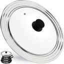 13 Inch Large Universal Pan Lid, Stainless Steel Pots Lid Fit 11, 12,13 Inch Pots and Pans, Heat Resistant Stainless Steel and Tempered Glass Lid, 13 In Frying Pans Lid