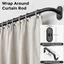 Curtain Rods 36-152 Inch, Black Wrap Around Blackout Curtain Rods for Windows, 1" Adjustable Extra Long Heavy Duty Room Darkening Window Treatment Rod for Bedroom, Living Room, Sliding Door