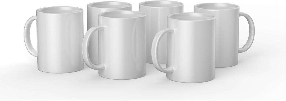 Cricut Blank Mug, Ceramic-Coated, Dishwasher & Microwave Safe, 15 Oz Sublimation Ready Mugs, Ideal for Crafts and Printing, 6 Count, White (14.4 Ounces)