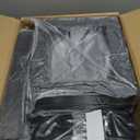 IBUYKE 16 Inch Small Foot Stool Ottoman, Rectangle Linen Foot Rest with Padded Seat and Metal Legs, Modern Ottoman Foot Rest for Living Room Bedroom Entryway Couch, Black WBD001B