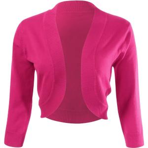Allsense Womens Bolero Shrug for Dresses, 3/4 Sleeve Open Front Cropped Cardigan Sweater, Lightweight Knit Formal Cover Up XL