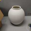 Handemade Large Round Vase for Centerpieces, White Rustic Vase Farmhouse Decor, Distressed Textured for Home Decorations, Earthy Room Decor Aesthetic, Stone Look Ceramic Clay Pottery, 9 inch