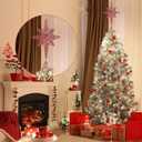 14.5 Inch Christmas Star Tree Topper Glitter Red Star Tree Topper 8 Point Star Treetop Ornament Metal Hollow Designed for Home Holiday Xmas Tree Decorations