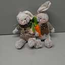 Juegoal 2 Pack Easter Bunny, 12.6" Handmade Huggable Rabbits Couple, Easter Basket Rabbits, Cute Bunny Party Favor Figurine, Spring Tabletop Holiday Room Decorations