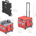 Folding Mobile Utility Cart, Canvas Organizer Bag, Red/Grey