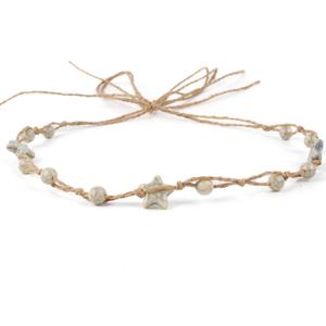 Hat Band for Cowboy Cowgirl, Turquoise Hand Made Replaceable Beaded Belt for Panama Fedora (Beige Star)