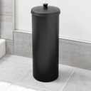 iDesign Freestanding Bathroom Toilet Paper Storage Holder with Lid for 3 Extra Rolls, Matte Black
