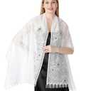Shawls and Wraps for Evening Dresses Lace Scarfs for Women Pashmina Wedding Formal Shawl (White2)