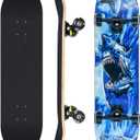 Skateboards for Beginners, 31 x 8 inch Complete Skateboard for Kids Teens Adults, 8 Layer Maple Double Kick Deck Concave Cruiser Trick Skateboard with Multifunction Skate