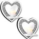 Set of 2 Crystal Crush Diamond Candle Sconces, Gorgeous Silver Mirrored Wall Sconce, Candle Holder Glass Wall Decorations for Home Dcor, Living Room, Dining Room.Heart Shaped