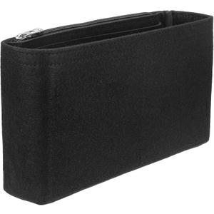 uxcell Purse Organizer Insert, Felt Portable Handbag Shaper with Zipper Multiple Compartments Liner Pouch for Handbag Purse Tote Bag, 10.6" x 2.2" x 6", Black