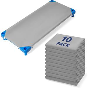 Comfyanno Cot Sheets for Daycare Standard Size - Fits 23" x 52" Cot, 10 Pack Bulk, Daycare Essentials, Soft & Comfortable Fitted Cot Cover, for Preschool Kids Nap Time, Brushed Microfiber - Grey