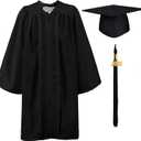 GraduationMall Matte Kindergarten Graduation Gown Cap Set with 2025 Tassel (27, Black)