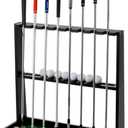 XCSOURCE Wooden Golf Putter Stand, Golf Club Holder Stand Floor Display Rack, Golf Club Rack for 8 Clubs and 12 Balls Storage, Golf Club Organizer for Indoor Home Office Club Simulator