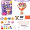 Britik Arts and Crafts for Kids Ages 8-12: Poke in Fun Art Kits for Girls, Poke Art Flower Bouquet Craft Kit, Fabric Arts for Kids DIY Flower Bouquet Kit Birthday Gift for Girls 8 9 10 11 12, Orange