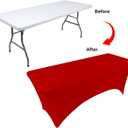 BDDC Table Covers for 6 Foot Tables, Red Washable and Wrinkle Resistant Stretch Tablecloths Rectangle 6ft for Events, Wedding, Banquets, Parties - Red 72" x 30" (Rectangular)