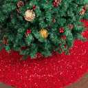Mr. Pen- Red Sequin Christmas Tree Skirt and Tree Collar, 24 Inch Sparkly Base Cover, 24.8 Inch Foldable Sparkling Sequin Trees Skirt Collar, Red Sequin Tree Skirt, Christmas Skirts for Xmas Trees