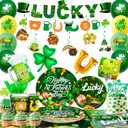10 Guests St Patricks Party Tableware, 117pcs St. Patricks Day Party Supplies Set Including St Patricks Party Plates Tablecloth Napkins Balloons etc St. Patrick's Party Decorations