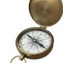 AWF Nautical Flat Brass Compass with Hook and Wooden Box – Handcrafted Decorative Compass for Marine Enthusiasts | Ideal Valentine’s, Graduation, or Confirmation Gift for Him | Great for Outdoor & Indoor Décor