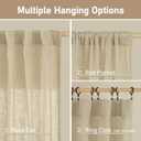 LAMIT Natural Linen Blended Curtains 63 Inch for Bedroom, Light Filtering Semi Sheer Burlap Curtains Farmhouse Boho Back Tab and Rod Pocket Drapes for Dining Room, 2 Panels (52 x 63 Inch, Linen)