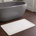 Stone Bath Mat Diatomaceous Earth Quick Drying Non-Slip Bathroom Mat Absorbent Diatomite Shower Mat, Durable & Easy to Clean, Modern, 23.6" x 15.3", (White - Linea), 1'3" x 1'11"