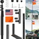 20FT Tailgate Flag Pole with Tire Mount Base, Portable Flag Pole with US Flag Suitable for Tailgate Parties, RV Telescoping Flag Pole Kit for Camping and Outdoor Activitie