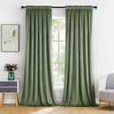 MIULEE Velvet Curtains Sage Green Thermal Insulated Blackout Curtain Drapes for Bedroom Living Room Darkening 90 Inches Long Curtains Panels Rod Pocket Set of 2