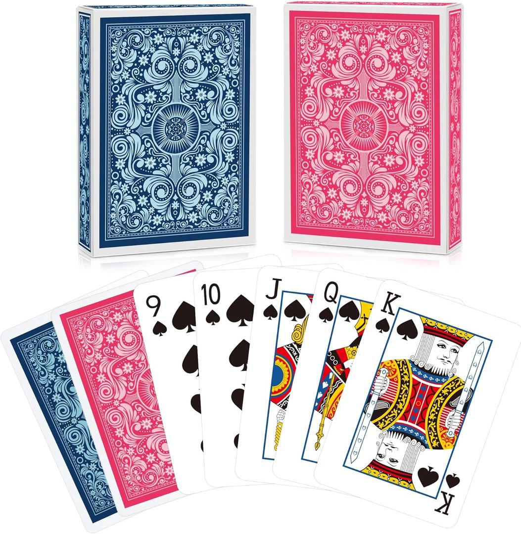 Playing Cards 2 Pack,2 Decks of Cards,Playing Card Games for Adults,Poker Cards Professional,Standard Playing Cards Set,Suitable for Game Night,Various Party Game,Pink/Light Blue
