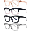 SIGVAN 6 Pack Oprah Style Reading Glasses Blue Light Blocking Square Computer Spring Hinge Readers for Women, 2.5
