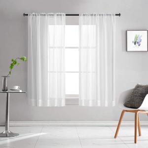 Off White Semi Sheer Curtains 63 Inches Long Faux Linen Off White Sheers with Rod Pocket for Bedroom Living Room Girls Kids Room 2 Panels 52x63