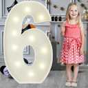 3FT Marquee Light Up Numbers Pre-Cut Frame Giant Marquee Numbers 6, Mosaic Numbers for Balloons, 6th Sweet 16 Birthday Decorations for Girls or Boys, 60th Anniversary Decorations, Party Decor