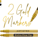 ARTISTRO 2 Gold Acrylic Paint Markers - 0.7mm Extra Fine-Tip Paint Pens - Perfect for Crafting, Art Projects, & More