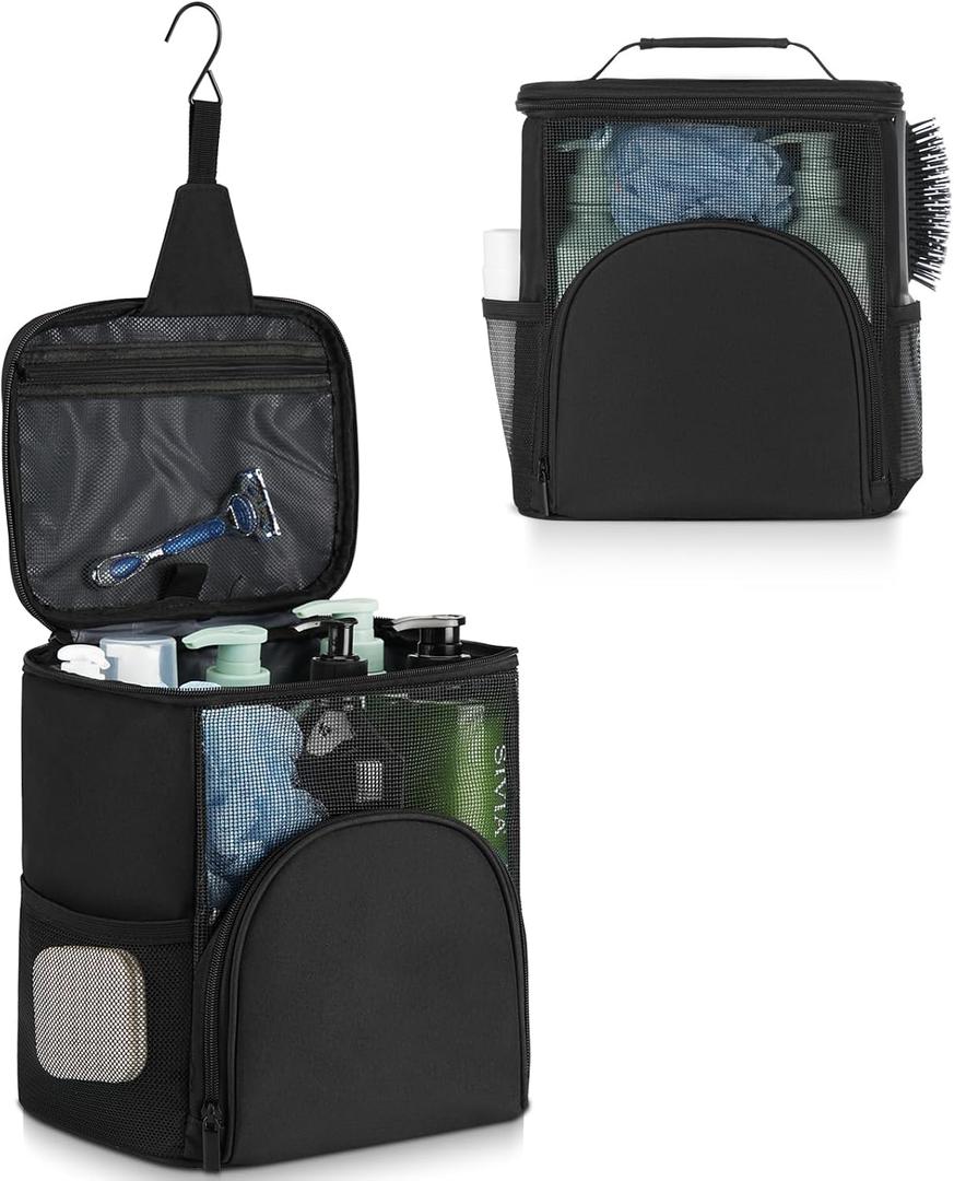 Shower Caddy Tote, Quick Dry Shower Bag Dorm Room Essentials for College Student Girls Boys, Hanging Mesh Shower Caddy Portable for Summer Camp, Travel, RV Essentials, Shower Bag for Women Men